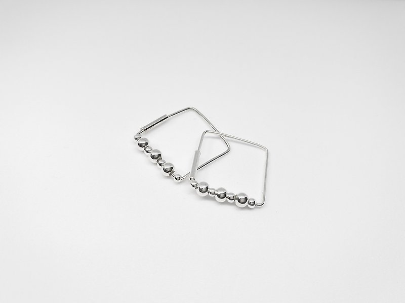 S Lee-925 silver hand made square silver ear earrings \ earrings - ต่างหู - โลหะ 