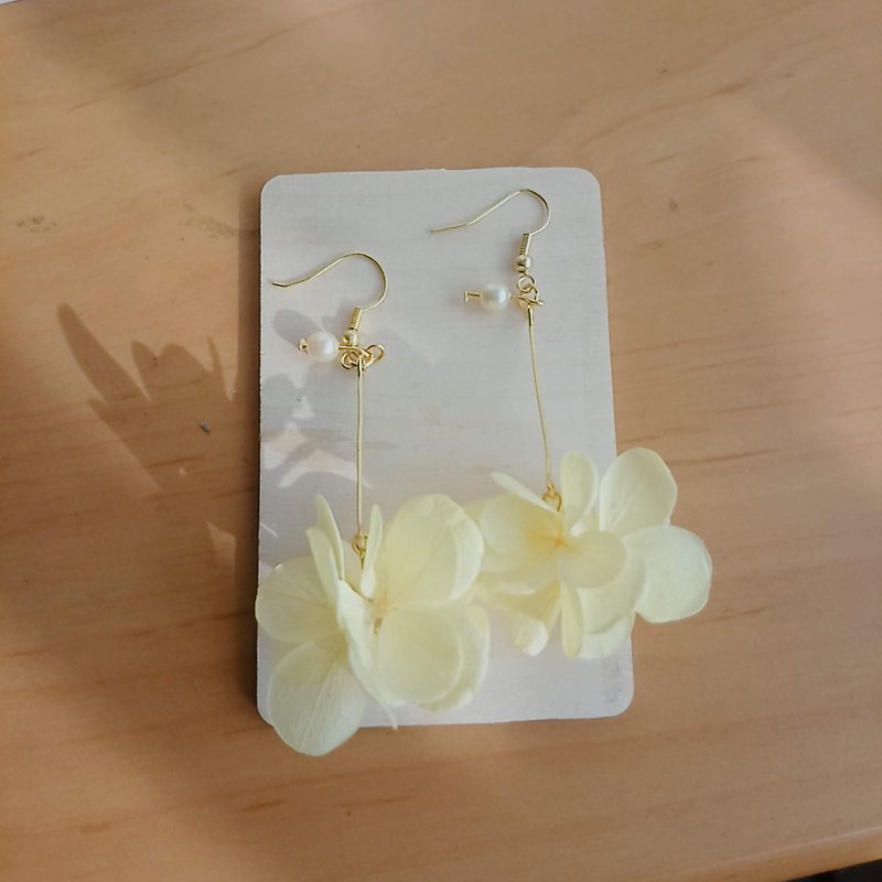 Natural preserved flowers and foliage earring  ( yellow) )