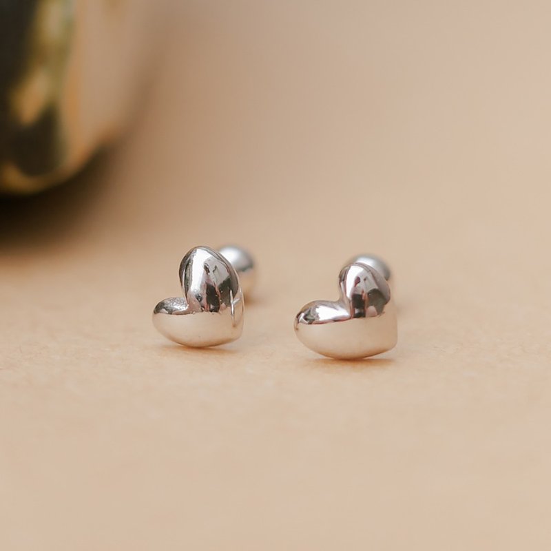 925純銀 胖胖心轉珠耳環 鎖珠耳環 免費禮盒包裝 聖誕禮物推薦 - 耳環/耳夾/耳骨夾 - 純銀 銀色
