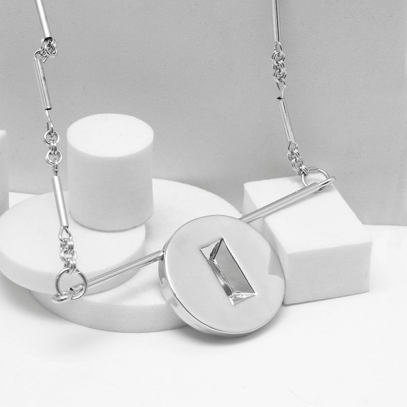 Recovery circular hollow necklace (bright Silver) - สร้อยคอ - โลหะ สีเงิน
