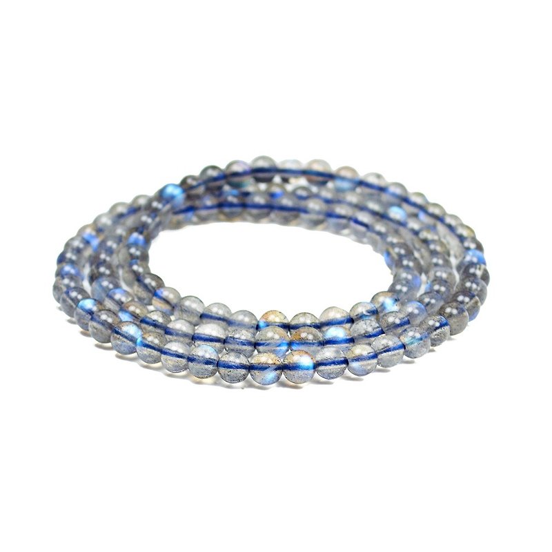 Labradorite Top Grade 5mm Three Laps Bracelets Japanese Elastic String - Bracelets - Semi-Precious Stones Blue