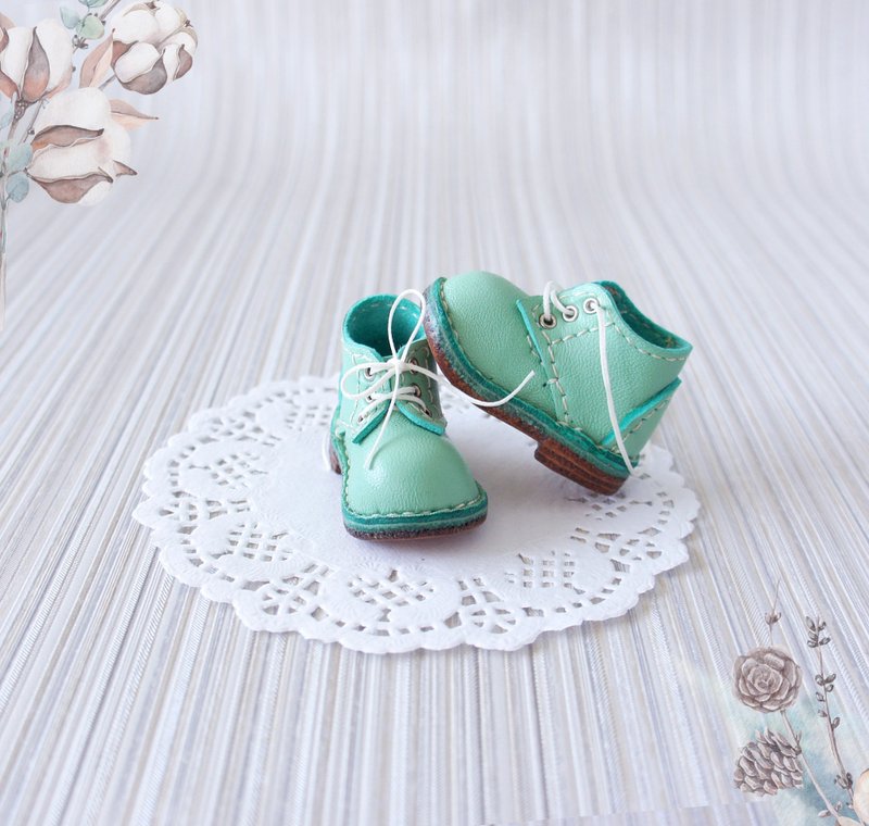 Little Darling doll shoes,Green short boots for doll, Dianna Effne Doll clothing - 玩偶/公仔 - 真皮 綠色