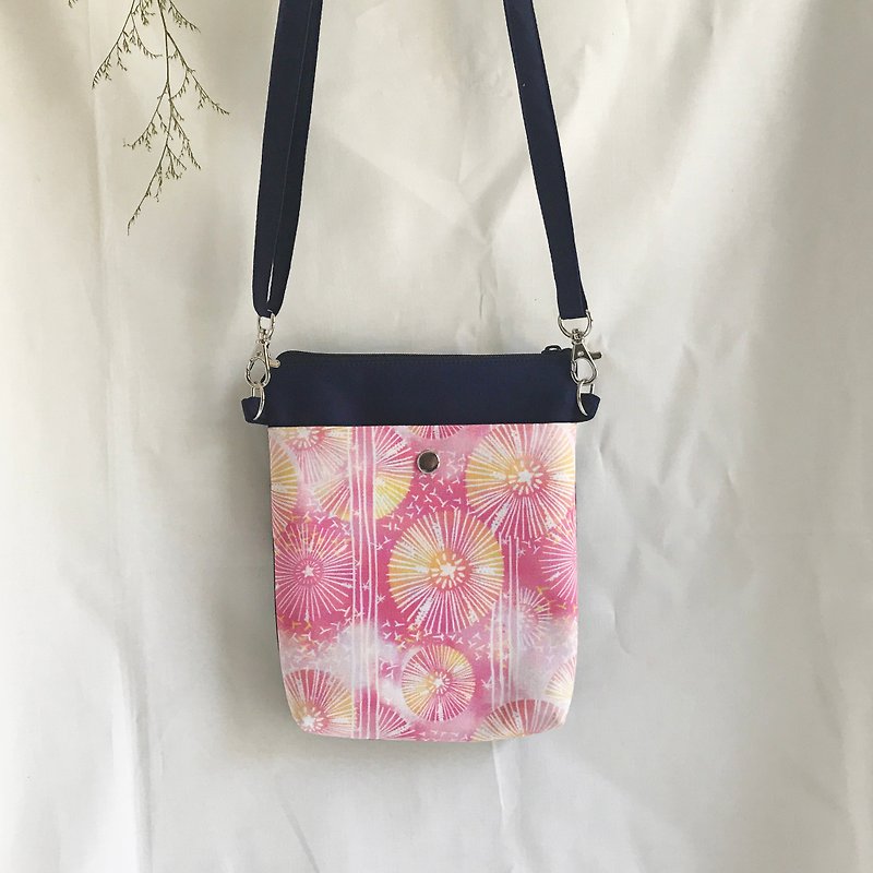 Lightweight side backpack - color paper umbrella flower / pink / crossbody bag / mobile phone bag / small bag - Messenger Bags & Sling Bags - Cotton & Hemp Blue