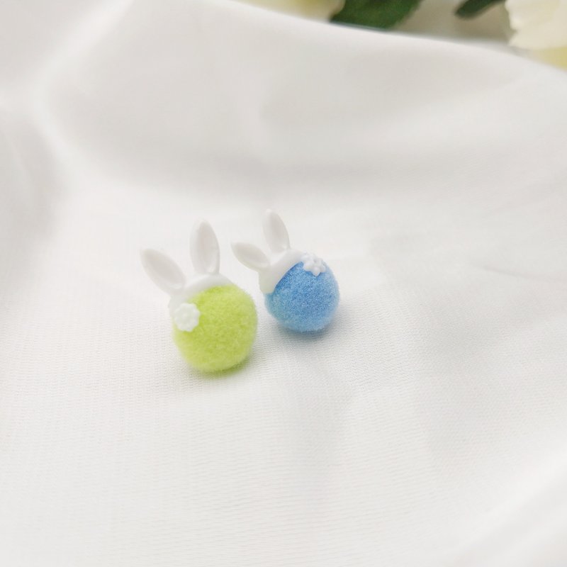 Adorable Rabbit Fur Ball Earrings Invisible Silicone Ear Needles Invisible Silicone Clip-On - Earrings & Clip-ons - Other Materials 