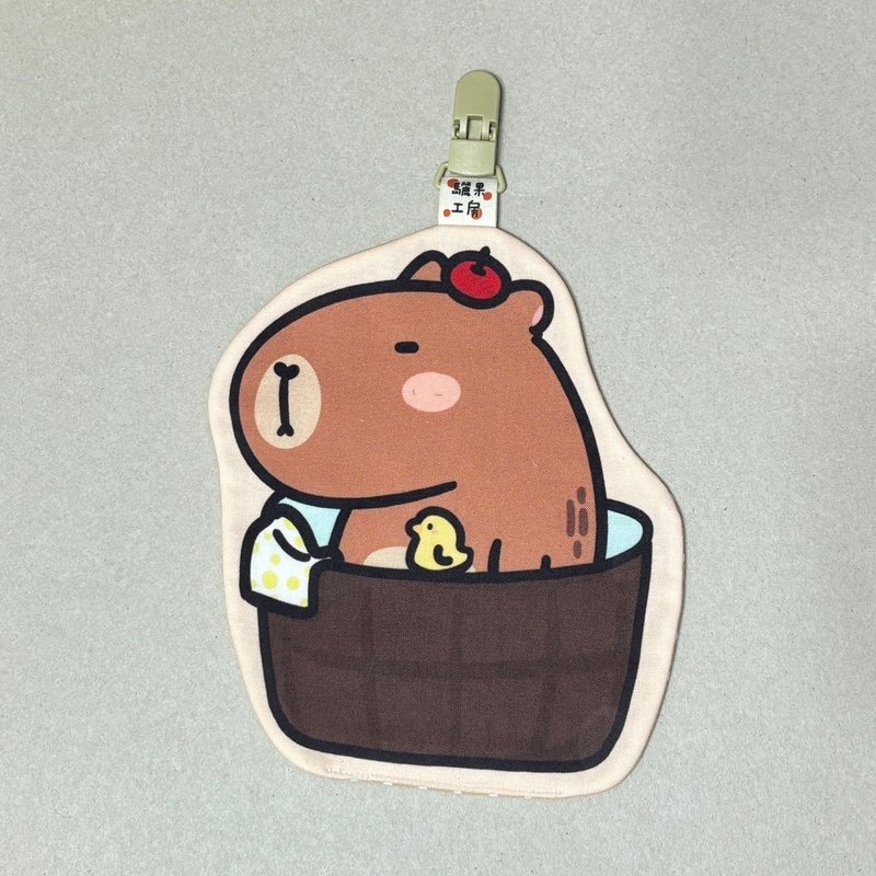Cute animal series | Styling handkerchief | Capybara | Bathing | Zoo | Capibala - Bibs - Cotton & Hemp Multicolor