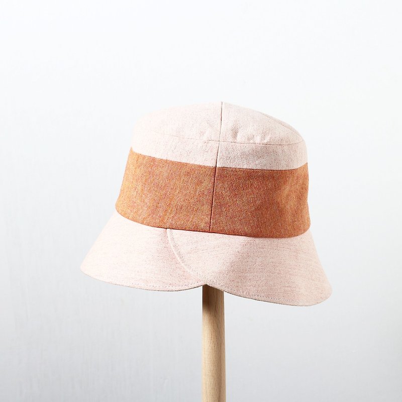 JOJA│ Japan first dyed cloth orange x powder French country ladies hat - Hats & Caps - Cotton & Hemp Pink