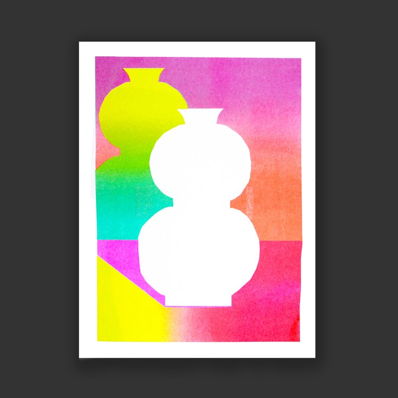 Inkchacha Vase Art Painting Plant Print Retro Printing - Posters - Paper Multicolor