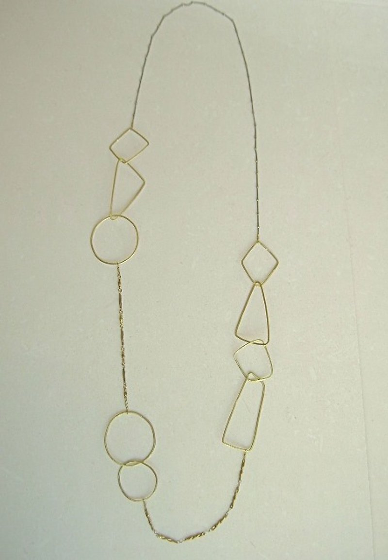 Round / triangular / square long necklace - Long Necklaces - Other Metals Gold