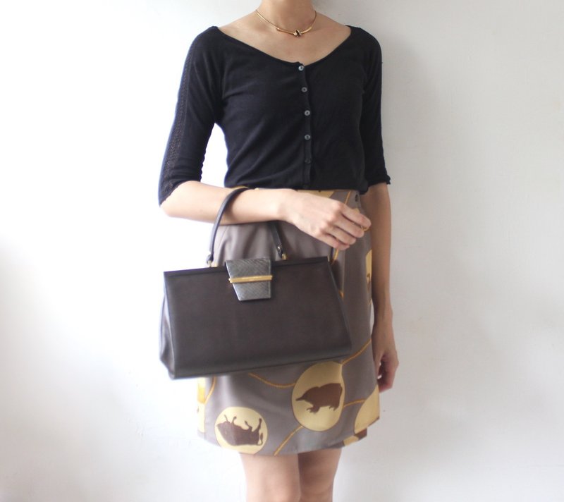 FOAK Vintage / Deadstock / Andrea Pfister Deep Brown Leather Antique Bag - Handbags & Totes - Genuine Leather 