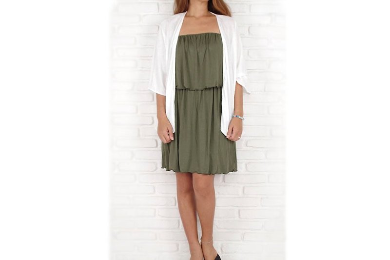 Frill camisole short dress <Khaki> - One Piece Dresses - Other Materials Green