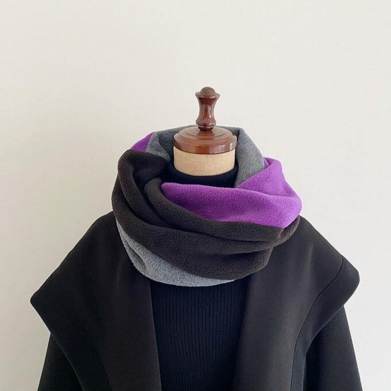 3 color mix Snood that looks cool just by wearing it Men's Women's Unisex Unisex Purple Charcoal Gray Black - ผ้าพันคอถัก - เส้นใยสังเคราะห์ หลากหลายสี