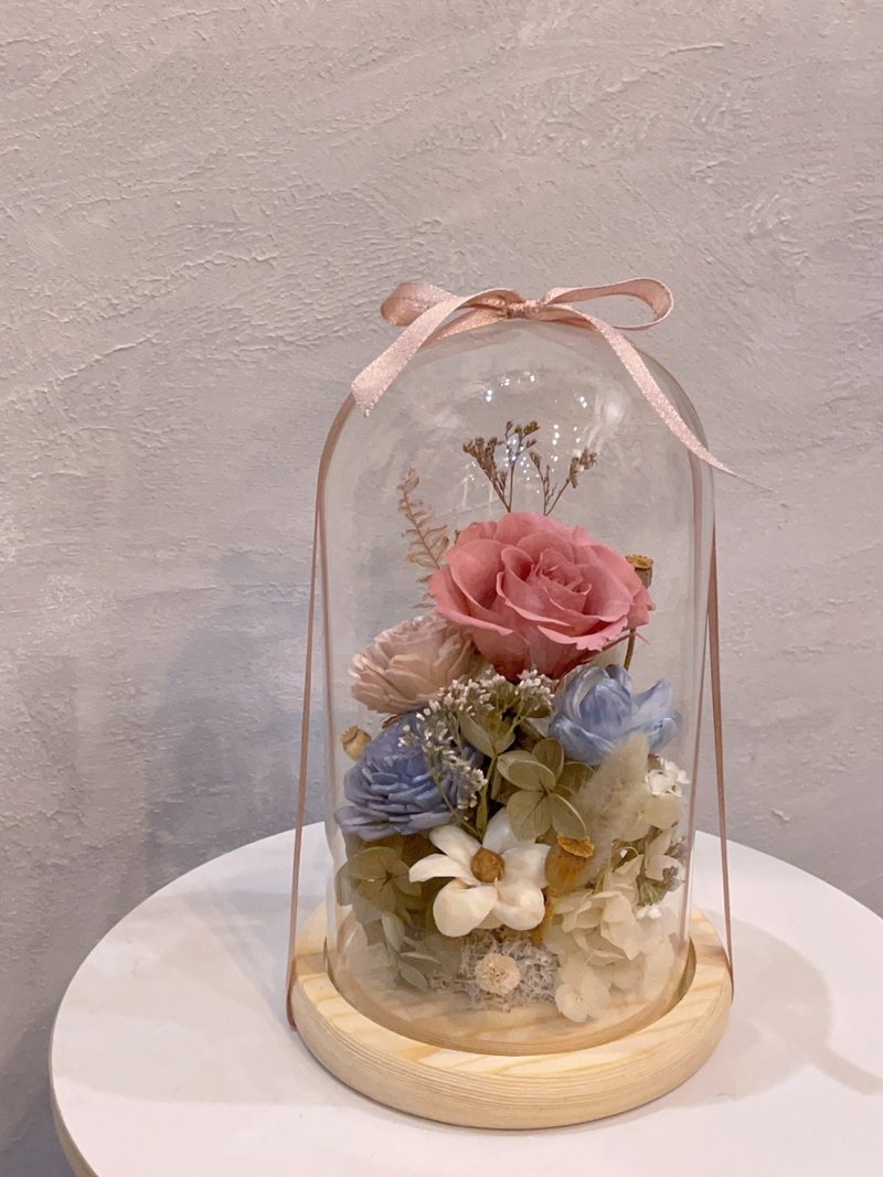 Preserved flower glass cover - ช่อดอกไม้แห้ง - วัสดุอื่นๆ สึชมพู