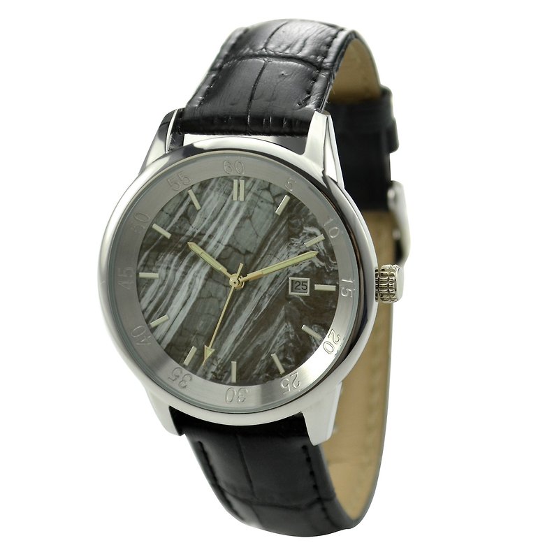 マーブルウォッチブラックサイド-世界中に送料無料 - 腕時計 ユニセックス - ステンレススチール ブラック
