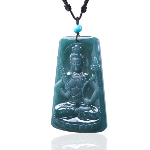 瓔珞珠寶盒 E.L.Jewelry Box 【屬牛虎本命佛】冰種藍水翡翠虛空藏菩薩項鍊 | 天然翡翠A貨