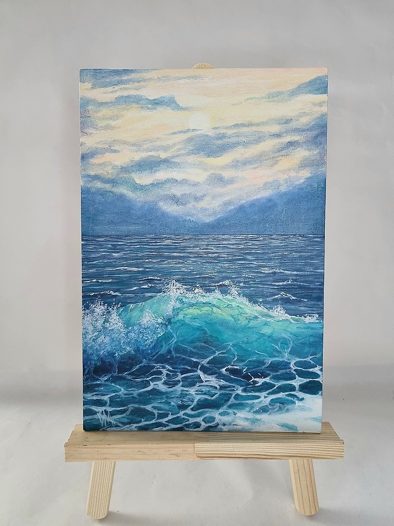 オリジナルの油絵 海の油絵の日の出 - ウォールデコ・壁紙 - その他の素材 