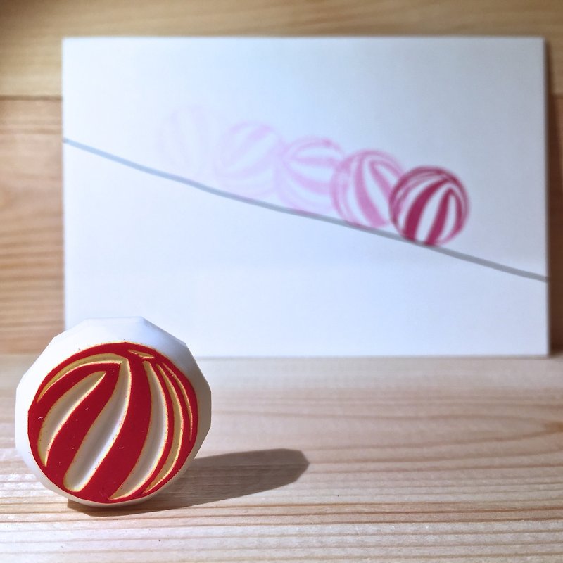 Handmade stamp with postcard(plastic ball) - Stamps & Stamp Pads - Rubber 