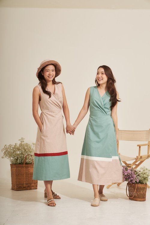 LOOKTOR - cotton sleeveless maxi dress (beige) - Shop