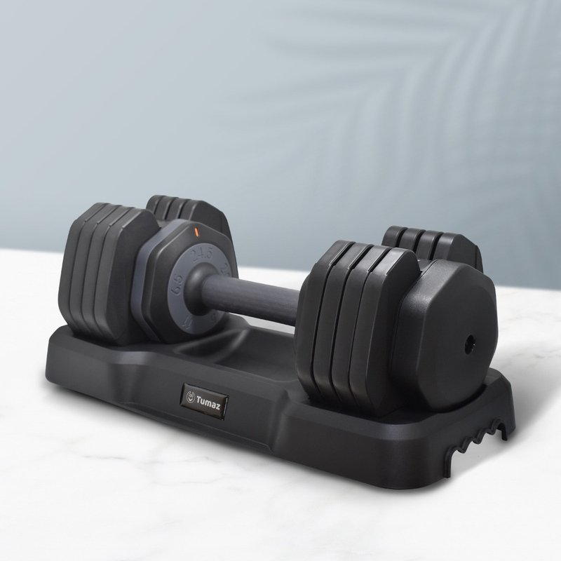 【Tumaz月熊】調節式啞鈴 5-25磅 5段調節 單手一秒調重 - 運動/健身器材 - 其他金屬 藍色