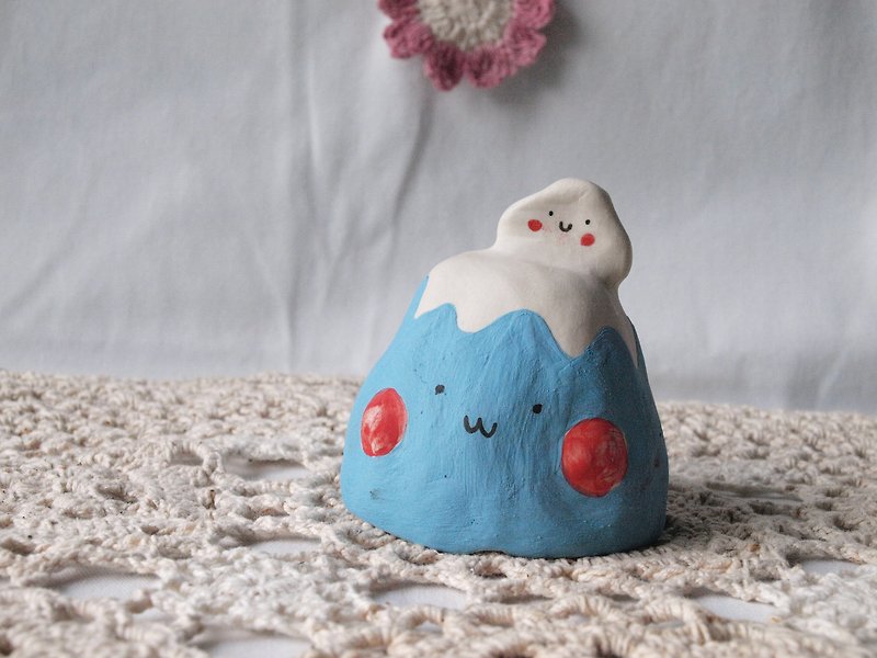 富士火山ペーパーオーバーレイ - 花瓶・植木鉢 - 陶器 ブルー