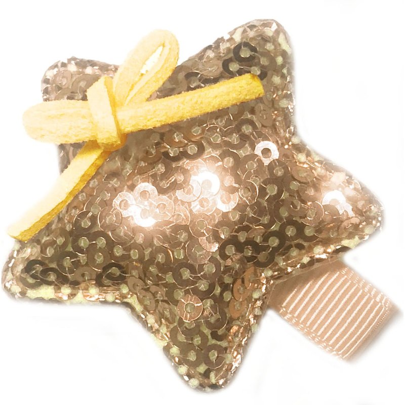 Cutie Bella 亮片星星髮夾 全包布手工髮飾Star Sequin-Golden - 髮夾/髮圈 - 聚酯纖維 黃色