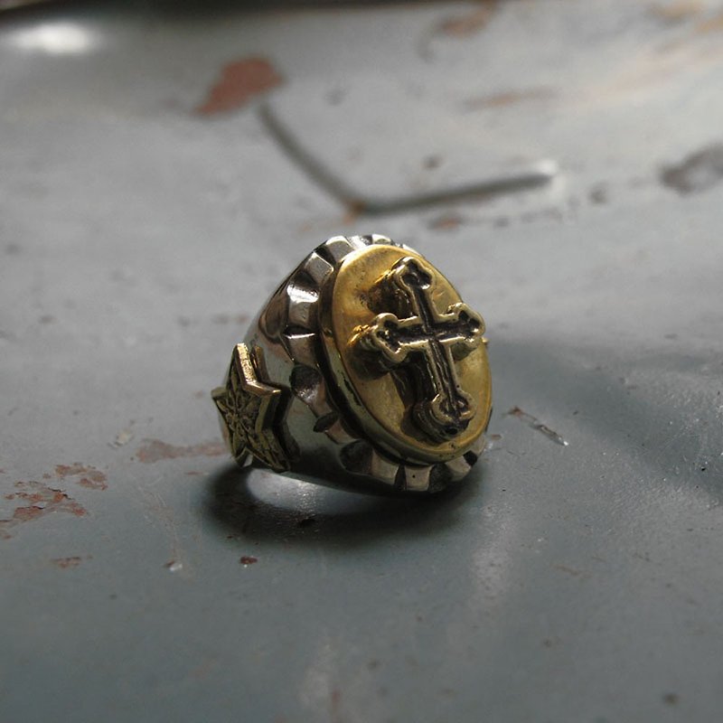 แหวนไม้กางเขน ไบค์เกอร์ นักขี่มอเตอร์ไซด์ กะโหลก วินเทจ แม็กซิกัน - แหวนทั่วไป - โลหะ สีเงิน