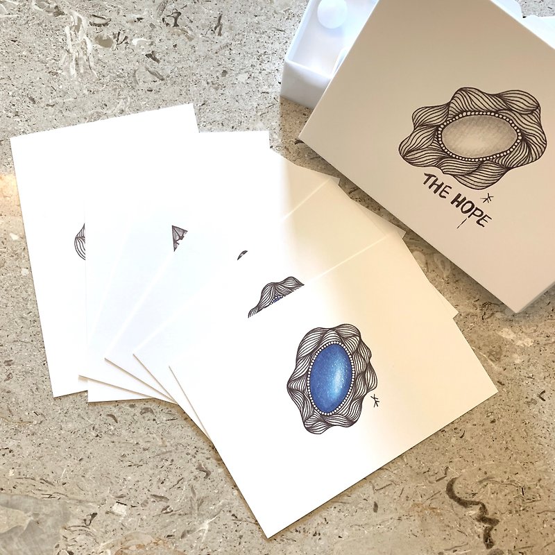 Gem Postcard Set in Tangle Art (6pcs/set) - การ์ด/โปสการ์ด - กระดาษ สีน้ำเงิน