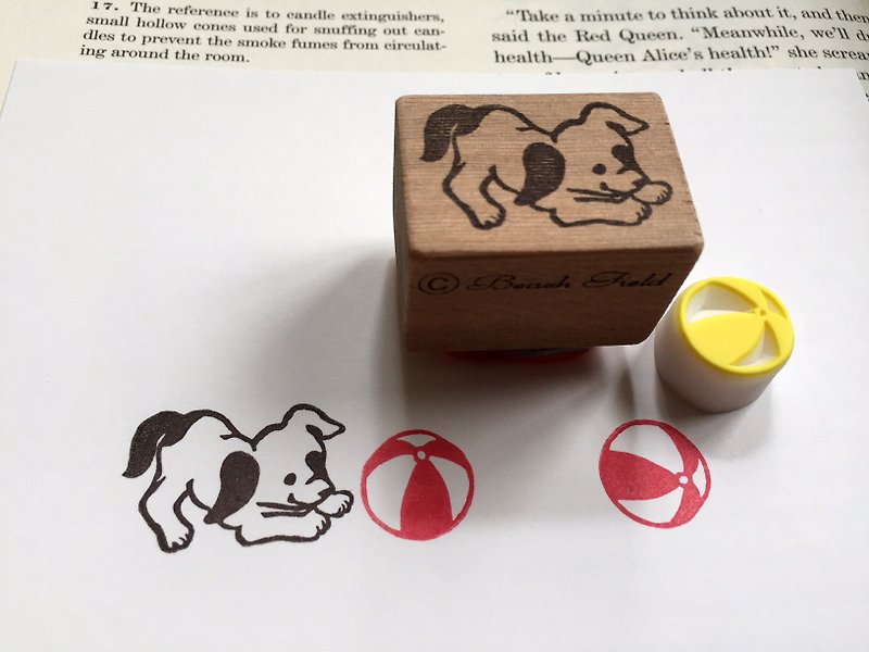 Dog stamp and ball eraser stamp
