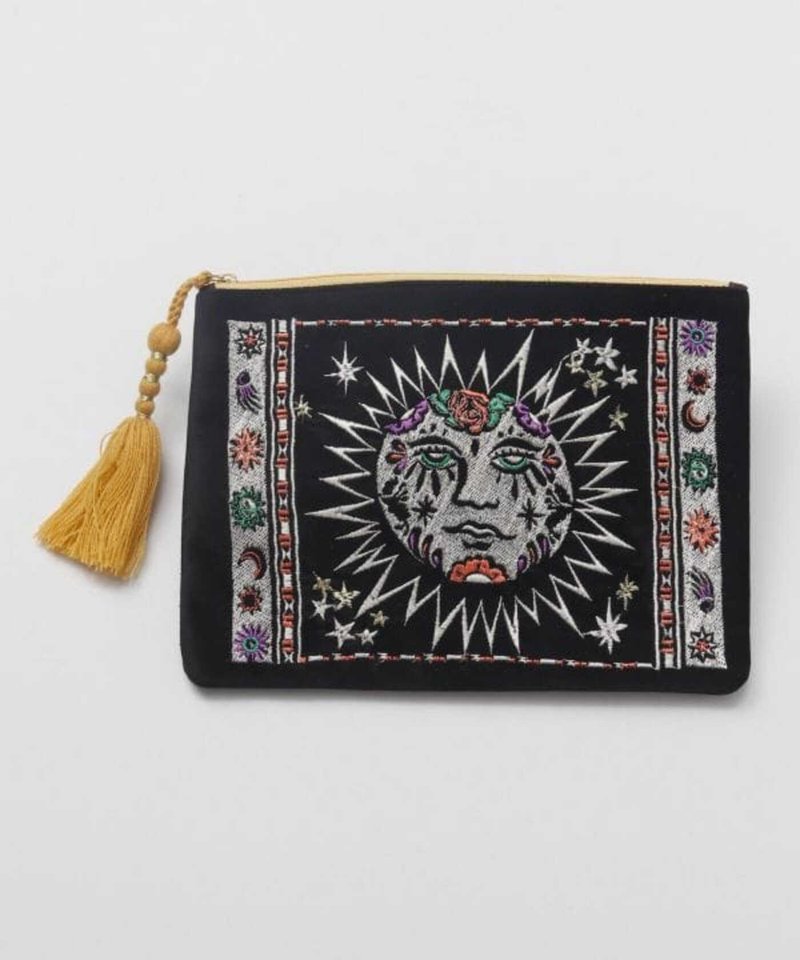 [Popular Pre-order] Country of the Sun Mexico Day of the Dead Embroidered Storage Bag (2 Colors) IAWP4354 - กระเป๋าเครื่องสำอาง - เส้นใยสังเคราะห์ 