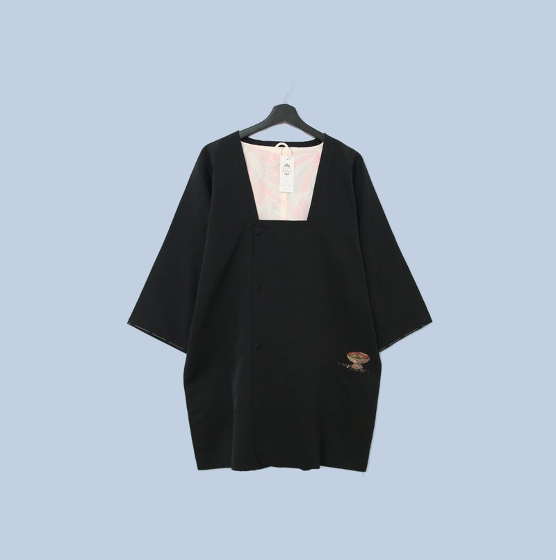 Back to Green-日本帶回羽織 復古彩繪碗KI-06 /vintage kimono - 女大衣/外套 - 絲．絹 