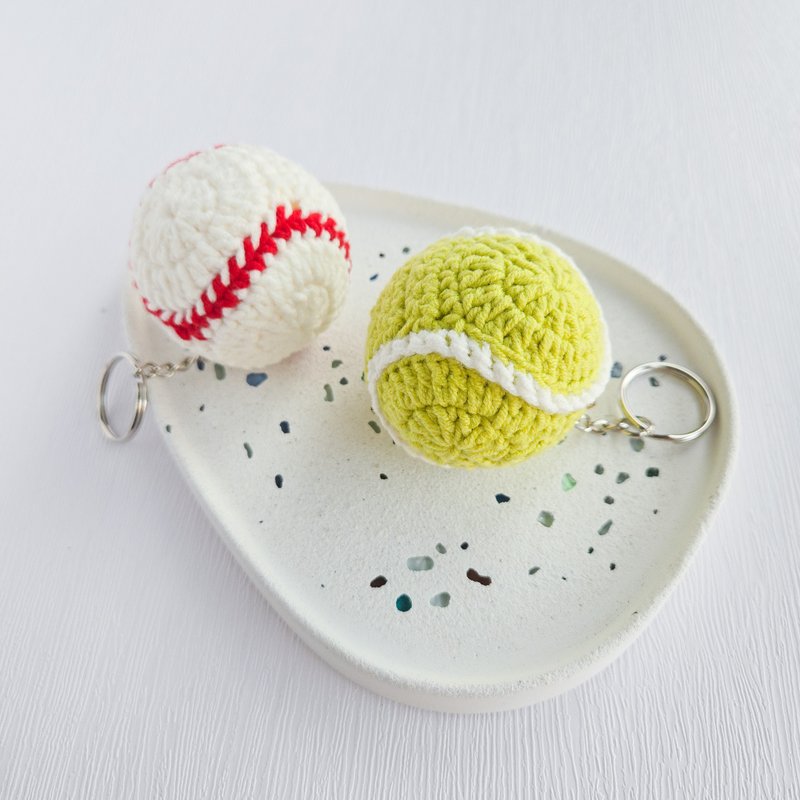 [Crocheted Ball Keychain] Baseball Tennis - Charms - Cotton & Hemp Multicolor