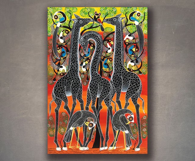 T965 Giraffe and Guinea Fowl/African TingaTinga original