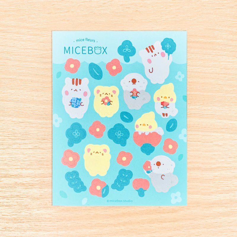 Pocket Stickers-Flowers, Grass, Rats, and Rats - สติกเกอร์ - กระดาษ สีเขียว