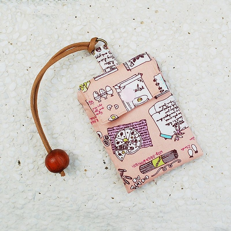 食品の袋_名刺のピンクのロマンチックなカード/カードセット、バッグ - パスケース - コットン・麻 ピンク