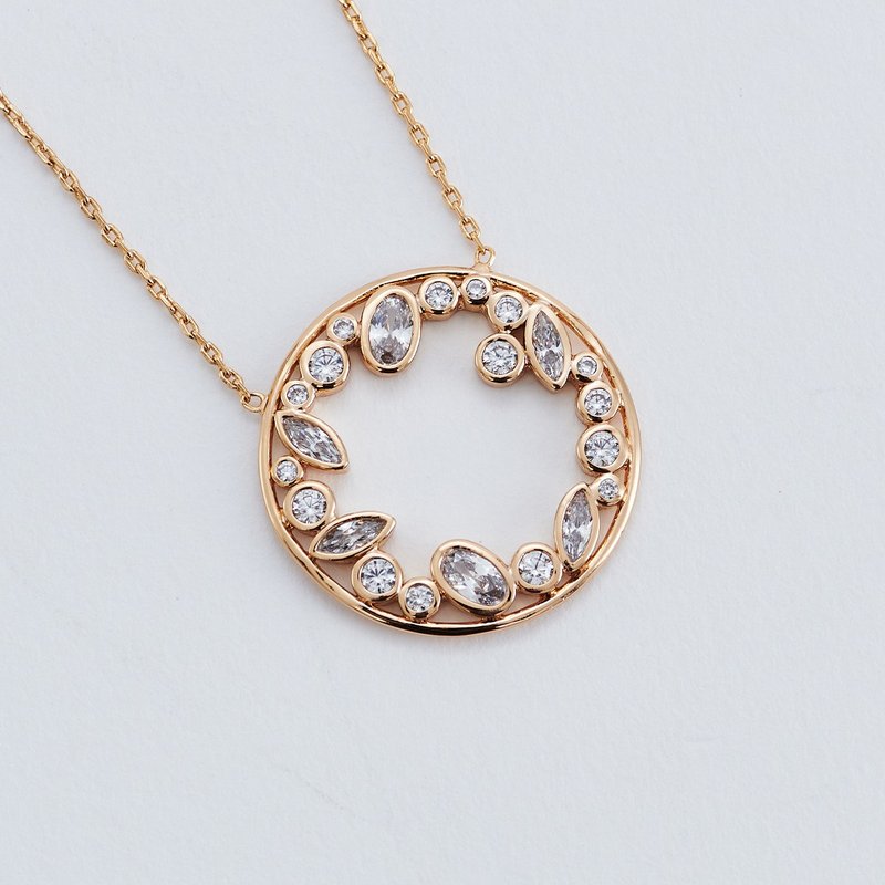 【法式風格】圓圈鑲鑽美練 三色可選 - 項鍊 - 銅/黃銅 金色