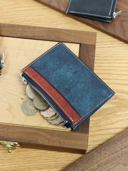 Italian leather card set loose Silver Zip Wallet Pueblo