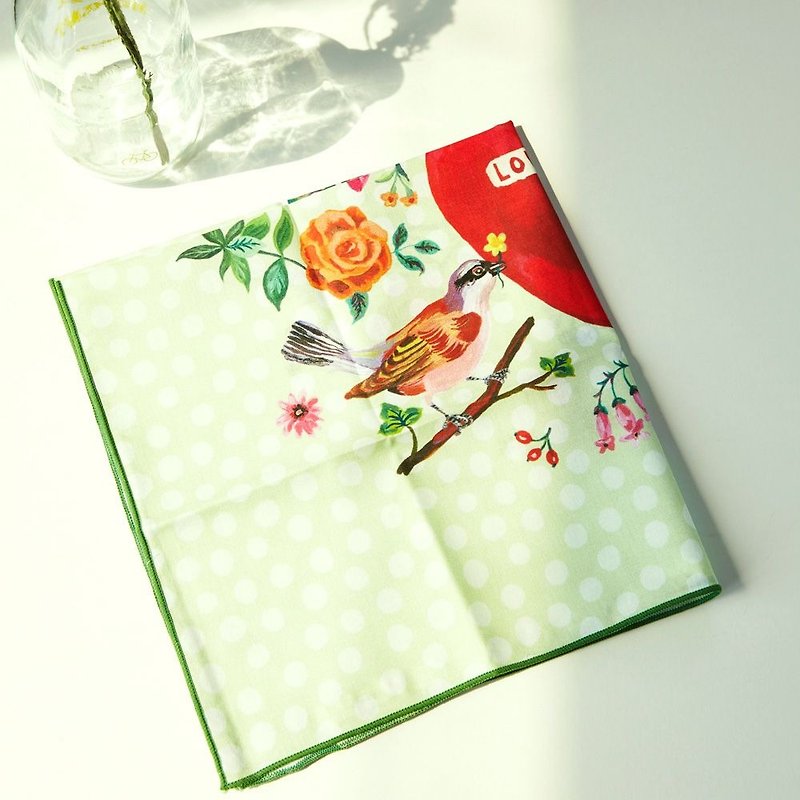 7321 Nathalie Lete designer kerchief handkerchief - Love, 7321-08649 - ผ้าเช็ดหน้า - ผ้าฝ้าย/ผ้าลินิน หลากหลายสี