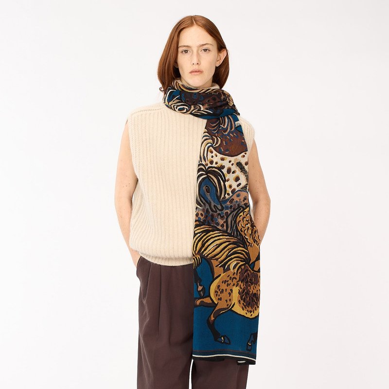 WESTERN/DUCK BLUE - Knit Scarves & Wraps - Wool Blue