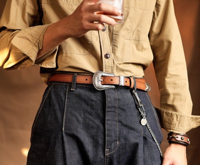 Men's Genuine Leather Western Style Fashion Belt