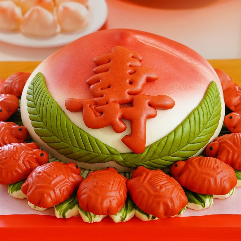 美姬饅頭 20吋純鮮乳紅壽龜子母大壽桃 一盒1入 - 其他 - 其他材質 紅色