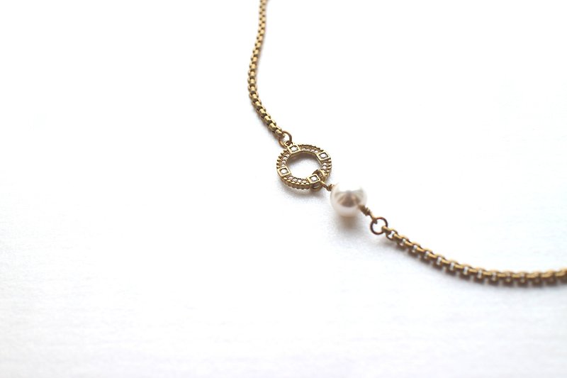 義式浪漫-珍珠 黃銅項鍊 - 項鍊 - 銅/黃銅 金色