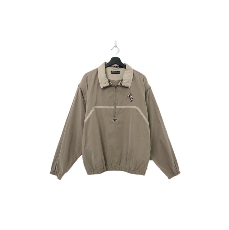 Back to Green-防風套頭罩衫 卡其 拉鍊 米奇logo h-05// vintage - 其他 - 棉．麻 