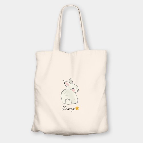 PIXO.STYLE 客製化文字 小白兔 Rabbit 環保購物袋 帆布袋 038