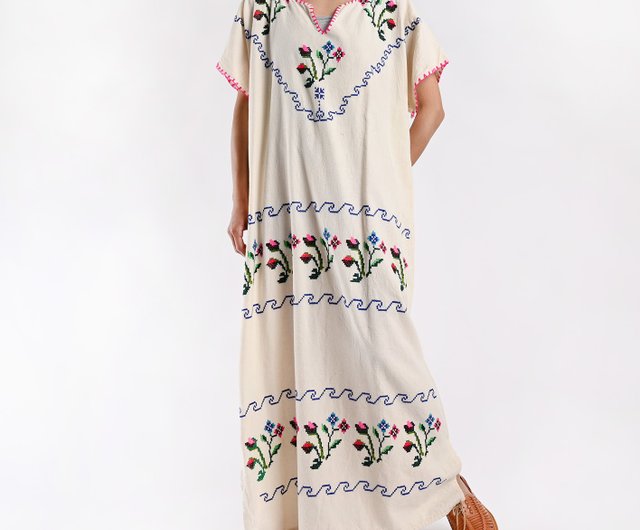 ヴィンテージ刺繍ドレス/メキシカン刺繍、刺繍ドレス、トーテムトップ