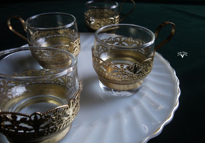 【老時光 OLD-TIME】早期台灣製金屬玻璃杯組(四個一起賣) - 擺飾/家飾品 - 其他材質 多色