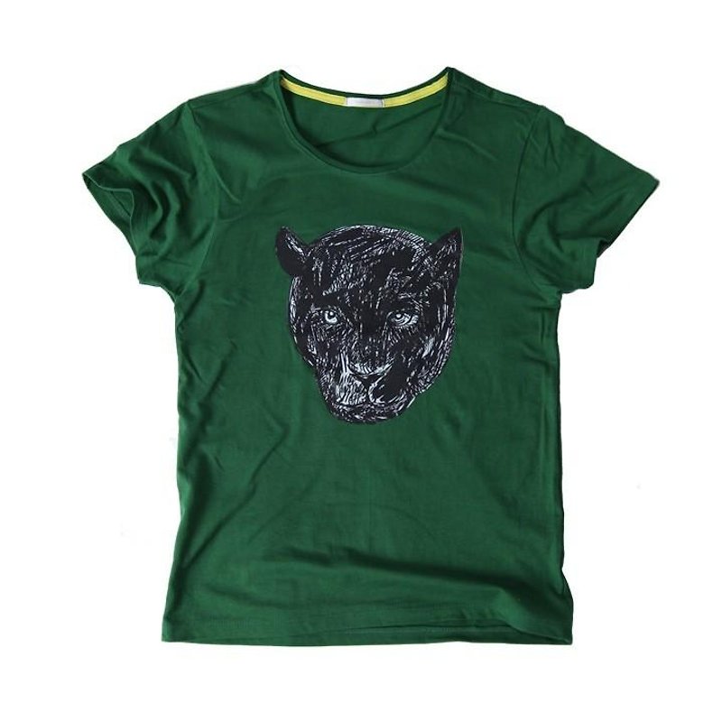 動物Ｔシャツ クロヒョウ Tcollector - T 恤 - 棉．麻 綠色