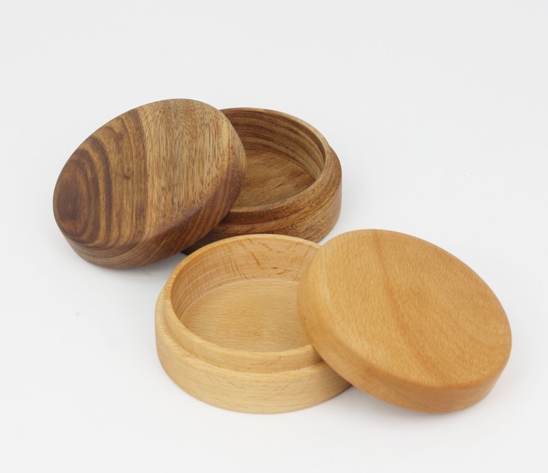 Two tone Round Wood Box with lid - อื่นๆ - ไม้ สีนำ้ตาล