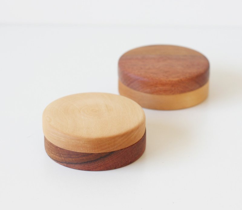 Two tone Round Wood Box with lid - Other - Wood Brown