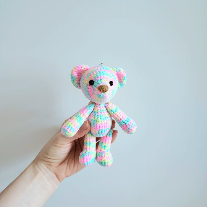 Customized pastel bear doll with movable hands and feet - ตุ๊กตา - ผ้าฝ้าย/ผ้าลินิน หลากหลายสี