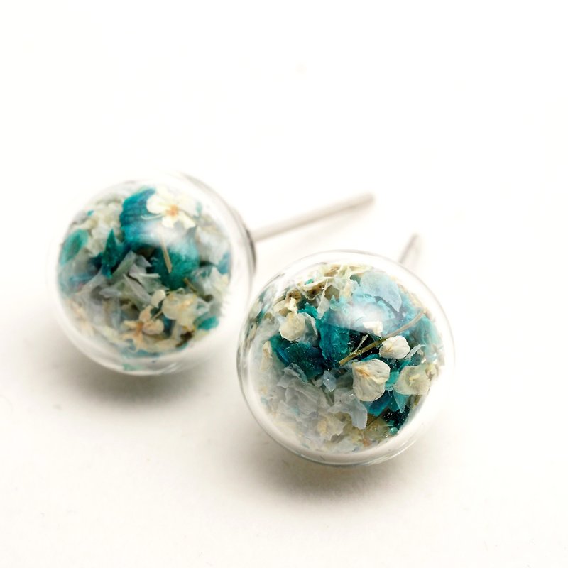OMYWAY Handmade Dried Flower - Glass Globe - Earrings 1cm - Earrings & Clip-ons - Glass Multicolor