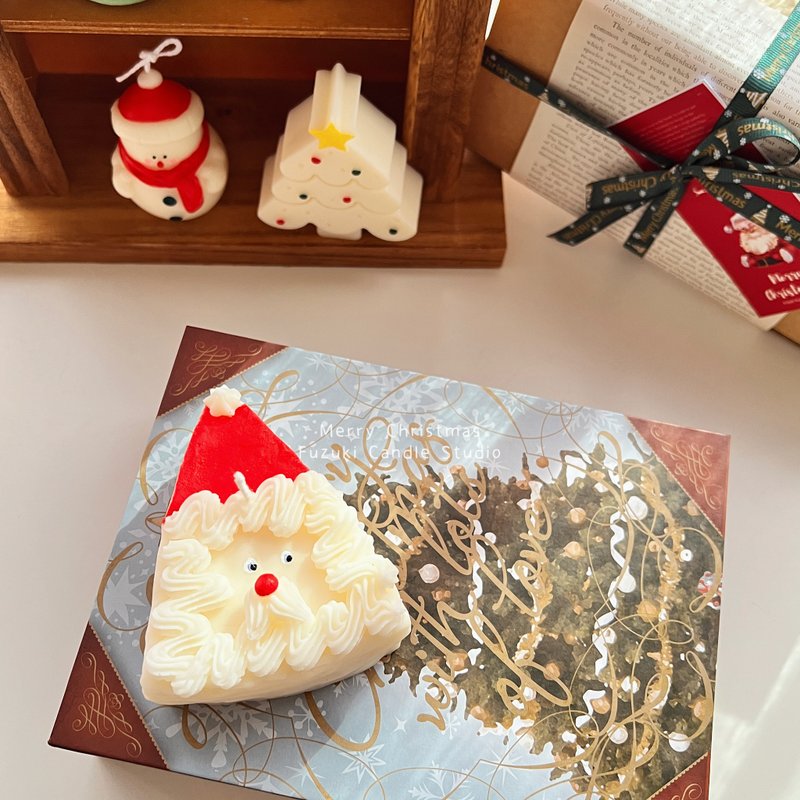 Santa Claus Cream Cake Candles Handmade Santa Claus Shaped Cake Scented Candles - เทียน/เชิงเทียน - ขี้ผึ้ง 